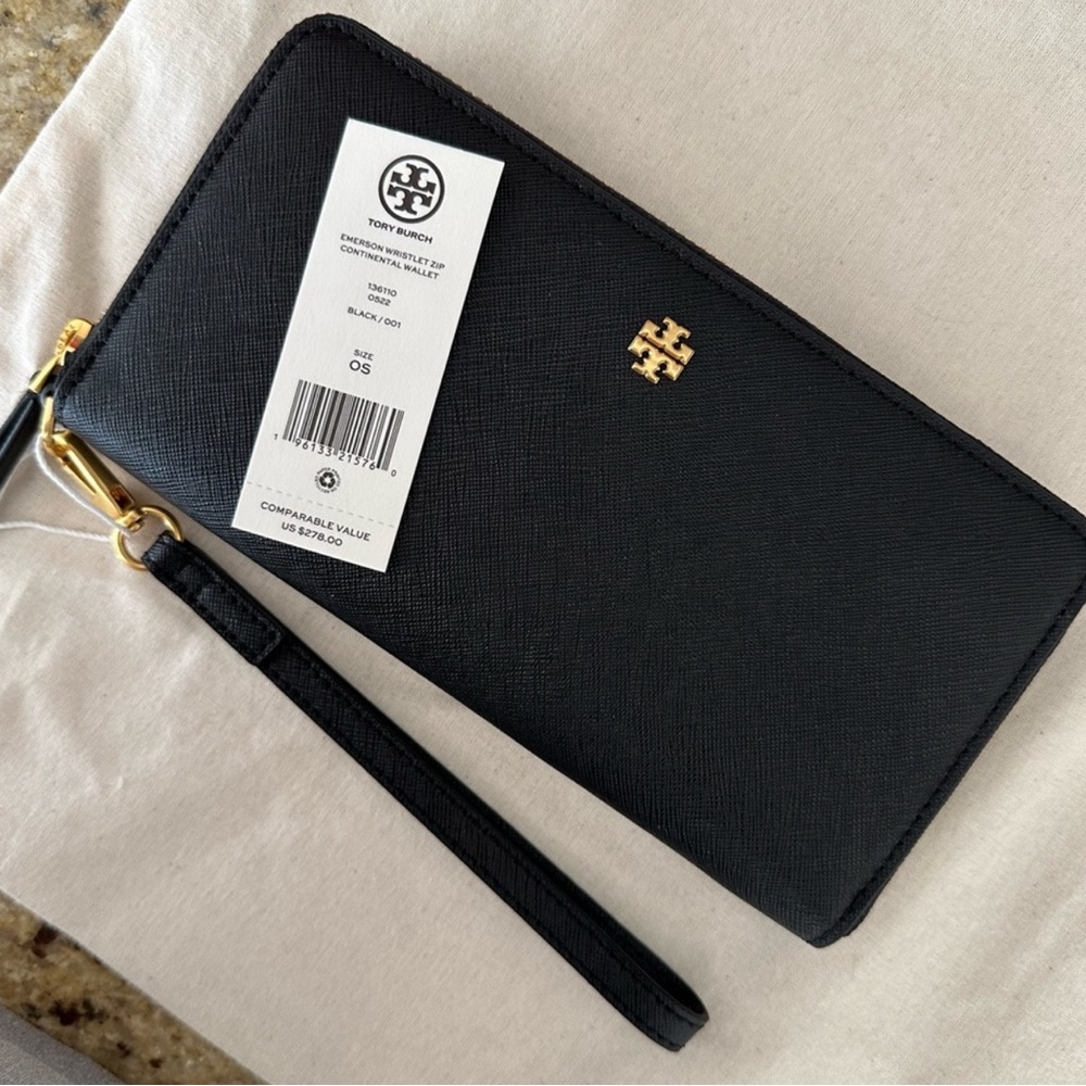 NWT🖤 tory burch emerson tote & matching TB Emerson continental wallet black - Picture 4 of 13